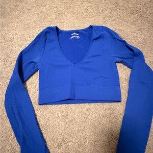 Garage Royal Blue Ribbed Crop Top